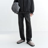 Men's Washed Distressed Straight Jeans